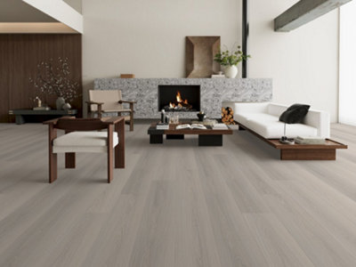 Woods Click Spc Grey Oak Vinyl Flooring Waterproof Lvt 4.4mm Grey Wood Effect Only 18.49 Per M2