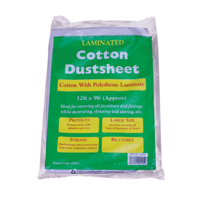 Bond It Large Laminated Dust Sheet Heavy Duty Cotton Twill Cover Diy PaintLaminated Cotton Dust Sheets12Ft X 9Ft from B&Q