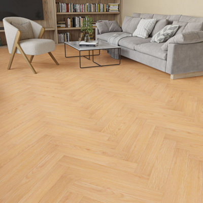 B&Q -  Halston Herringbone Effect 8mm Laminate Click Flooring1.8M2