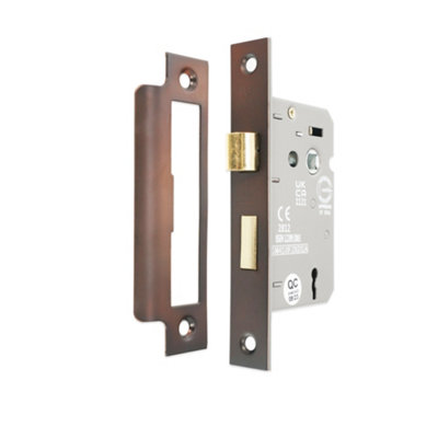 B&Q -  3" Ce 3 Lever Mortice Sash Lock Fd60Aged Bronze