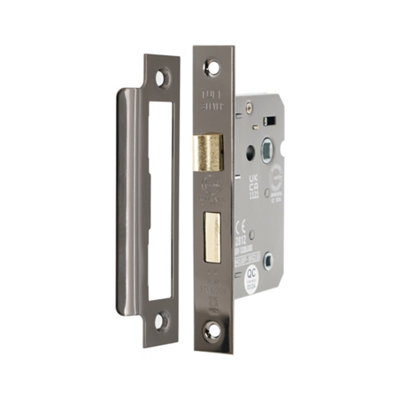 B&Q -  2.5" Ce 3 Lever Bathroom Lock Fd60Black Nickel