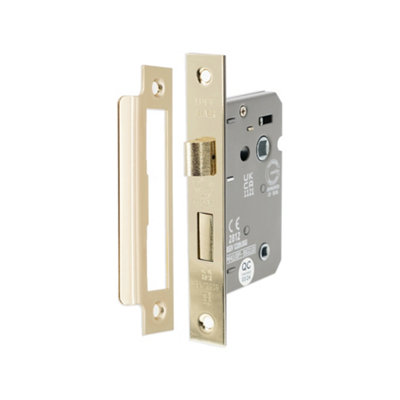 B&Q -  3" Ce 3 Lever Bathroom Lock Fd60Brass