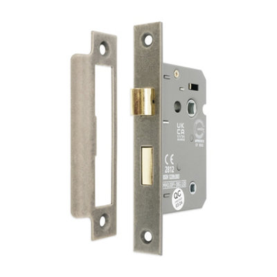 B&Q -  3" Ce 3 Lever Bathroom Lock Fd60Pewter