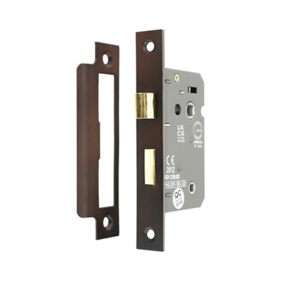 Spira Brass 3" Ce 3 Lever Bathroom Lock Fd60Aged Bronze from B&Q