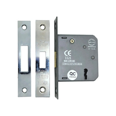 B&Q -  2.5" Ce 3 Lever Dead LockPolished Chrome