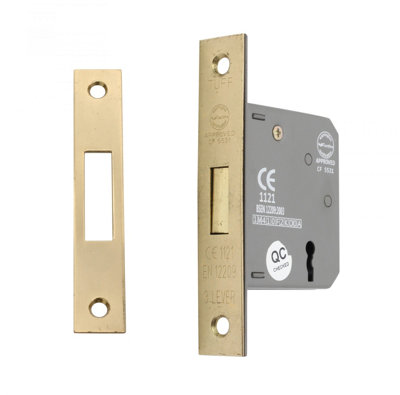 B&Q -  2.5" Ce 3 Lever Dead LockBrass