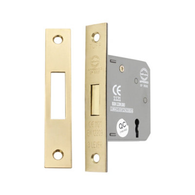 B&Q -  3" Ce 3 Lever Dead LockBrass