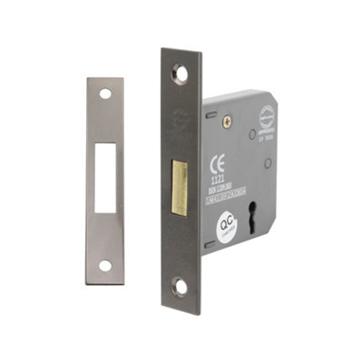 B&Q -  3" Ce 3 Lever Dead LockBlack Nickel