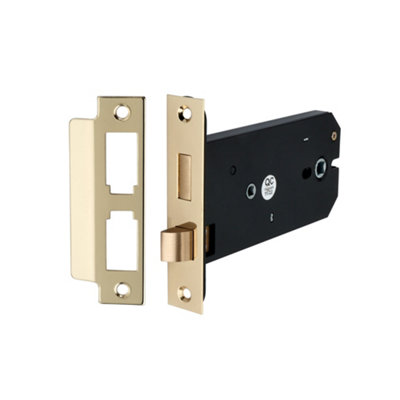 B&Q -  3 Lever Horizontal Bathroom Lock 6" Electro Brass