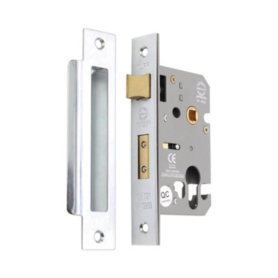 B&Q -  3" Ce Euro Profile Mortice Sash LockPolished Chrome