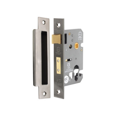 B&Q -  3" Ce Euro Profile Mortice Sash LockBlack Nickel