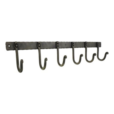 B&Q -  Iron Coat Hook Plain 6 LegPewter