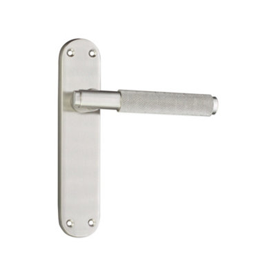 Spira Brass Connaught Knurled Lever On Backplate Latch Satin Nickel from B&Q
