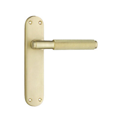 Spira Brass Connaught Knurled Lever On Backplate Latch Satin Brass from B&Q