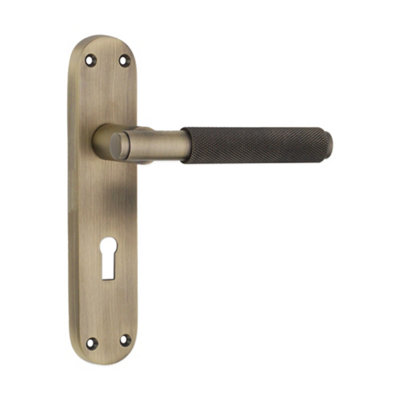 Spira Brass Connaught Knurled Lever On Backplate Lock Matt Antique from B&Q