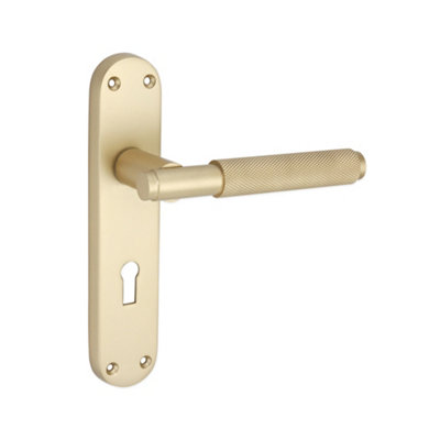 Spira Brass Connaught Knurled Lever On Backplate Lock Satin Brass