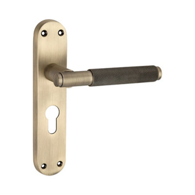 Spira Brass Connaught Knurled Lever On Backplate Euro Matt Antique from B&Q