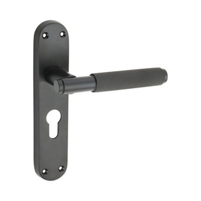 Spira Brass Connaught Knurled Lever On Backplate Euro Matt Black from B&Q