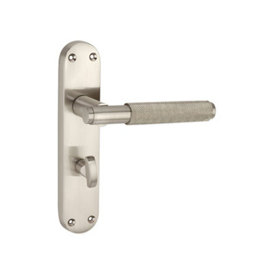 Spira Brass Connaught Knurled Lever On Backplate Privacy Satin Nickel from B&Q