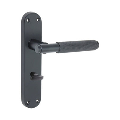 B&Q -  Connaught Knurled Lever On Backplate Privacy Matt Black