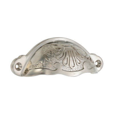 B&Q -  Floral Drawer Cup Pull Polished Nickel