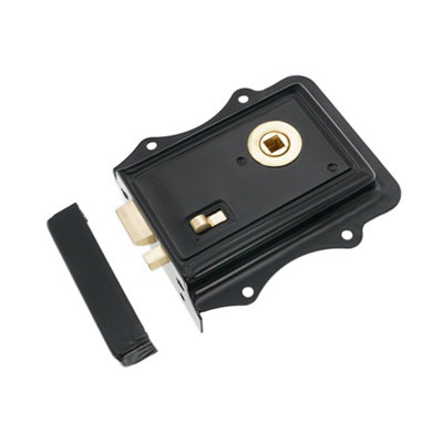 B&Q -  Iron Rim Lock OldeBlack Brass