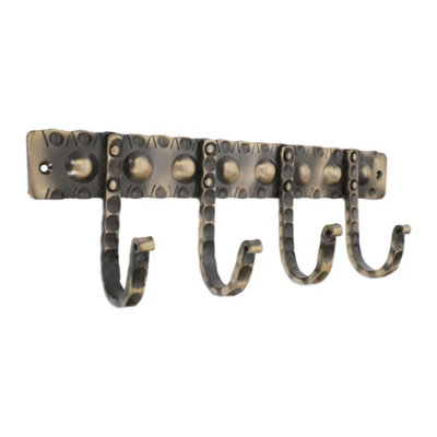 Spira Brass Iron Coat Hook Dotted 4 LegAntique from B&Q