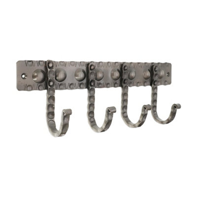 B&Q -  Iron Coat Hook Dotted 4 LegPewter