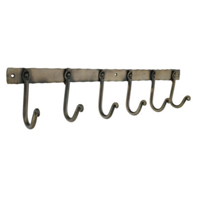 B&Q -  Iron Coat Hook Plain 6 LegAntique