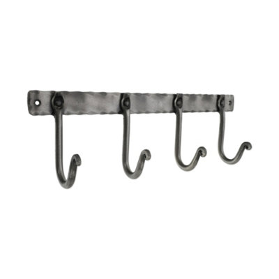 B&Q -  Iron Coat Hook Plain 4 LegPewter