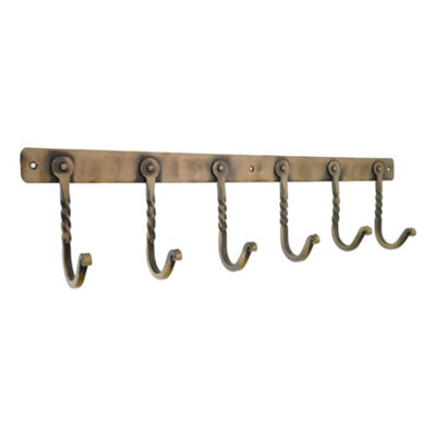 B&Q -  Iron Coat Hook Twisted 6 LegAntique