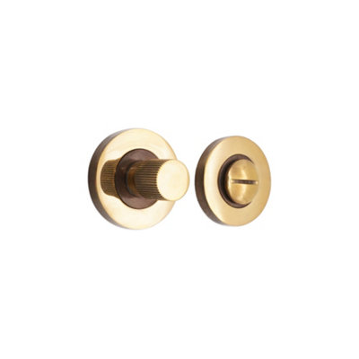 B&Q -  Linear Knurlmond Thumb Turn & Release Aged Brass