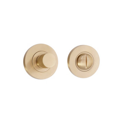 B&Q -  Linear Knurlmond Thumb Turn & Release Satin Brass