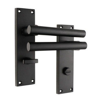 B&Q -  Jura Lever On Backplate Bathroom Matt Black