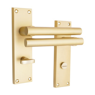 B&Q -  Jura Lever On Backplate Bathroom Satin Brass