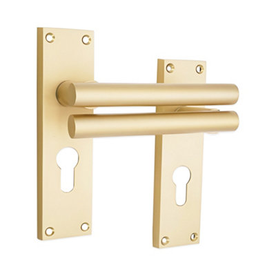 B&Q -  Jura Lever On Backplate Euro Satin Brass