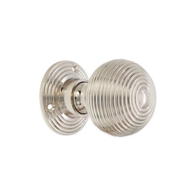B&Q -  Ribbed Rim/mortice Door Knob Polished Nickel