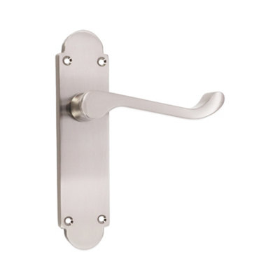 B&Q -  Oakley Lever On Backplate Latch Satin Nickel