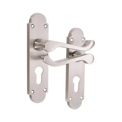 B&Q -  Oakley Lever On Backplate Euro Satin Nickel