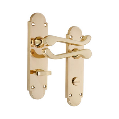 B&Q -  Oakley Lever On Backplate Bathroom Polished Brass