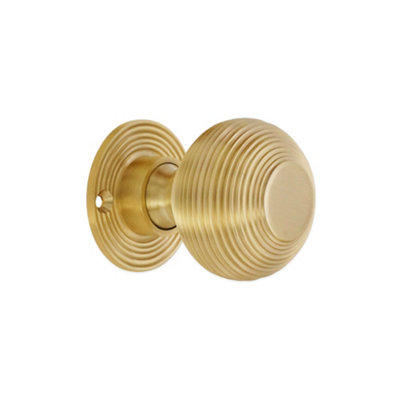 Spira Brass Beehive 50mm Rim/mortice Door Knob Satin Brass from B&Q
