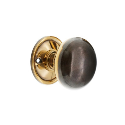 B&Q -  Cottage Large 50mm Rim/mortice Door Knob Aged Brass