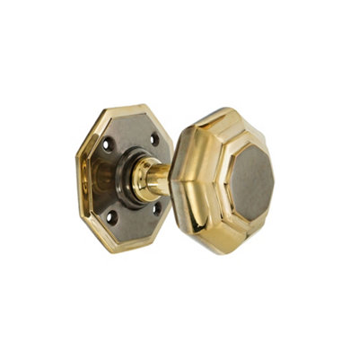 Spira Brass Octagonal Mortice Door Knob Aged Brass from B&Q