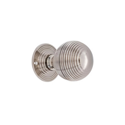 Spira Brass Reeded 60mm Rim/mortice Door Knob Polished Nickel from B&Q