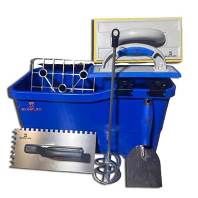 Skimflex Tilers Washboy Set  Bucket With RollersSpongeGrout FloatMixing Paddle & Trowels from B&Q