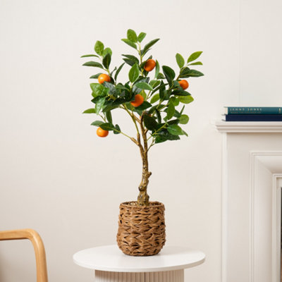 B&Q - Scottish Everlastings Ltd. Scottish Everlastings Artificial 76Cm Orange Tree In Woven Basket