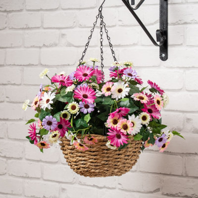Scottish Everlastings Ltd. Scottish Everlastings Artificial Mixed Daisy Hanging Basket 56Cm
