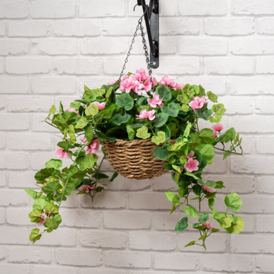 Scottish Everlastings Ltd. Scottish Everlastings 80Cm Artificial Pink Geranium Hanging Basket from B&Q