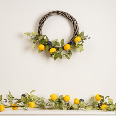 Scottish Everlastings Ltd. Scottish Everlastings Artificial 40Cm Lemon & Berry Wreath On Twisted Base from B&Q