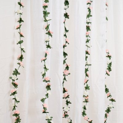 B&Q - Scottish Everlastings Ltd. Scottish Everlastings 180Cm Artificial White/light Pink Mini Rose GarlandPack Of 6